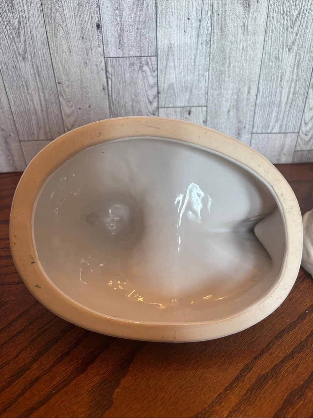 Pier 1 Cream Glazed Ceramic Hen Canister/Covered Dish